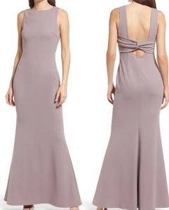 Lulus Love In Your Eyes Knotted Mermaid Fitted Maxi Dress S-Lavender Grey Formal